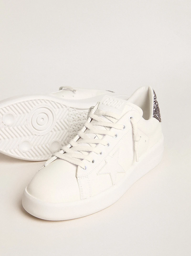 Women’s Purestar with white leather star and anthracite glitter heel tab