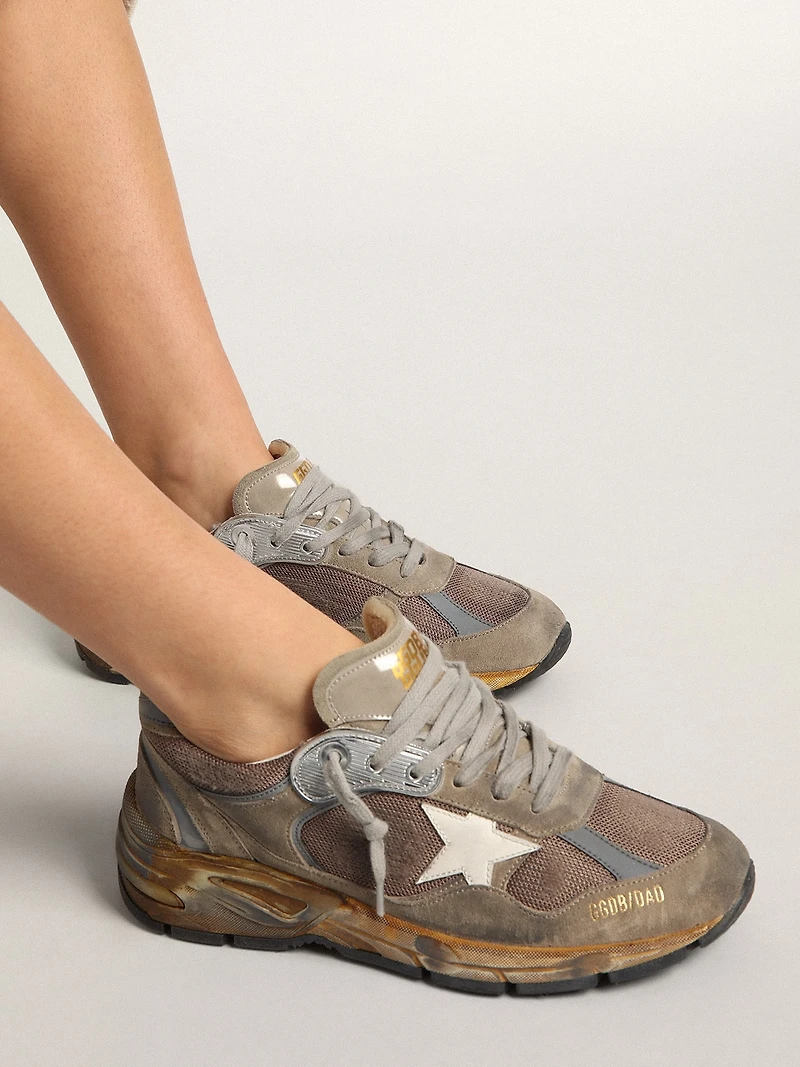 Women's Dad-Star dove gray mesh and suede