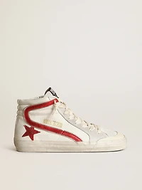 Slide with a red laminated leather star and flash