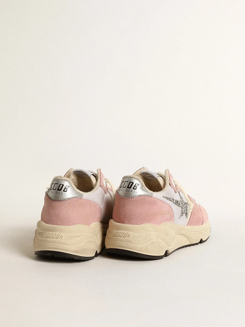 Women's Running Sole gray mesh and suede with silver glitter star