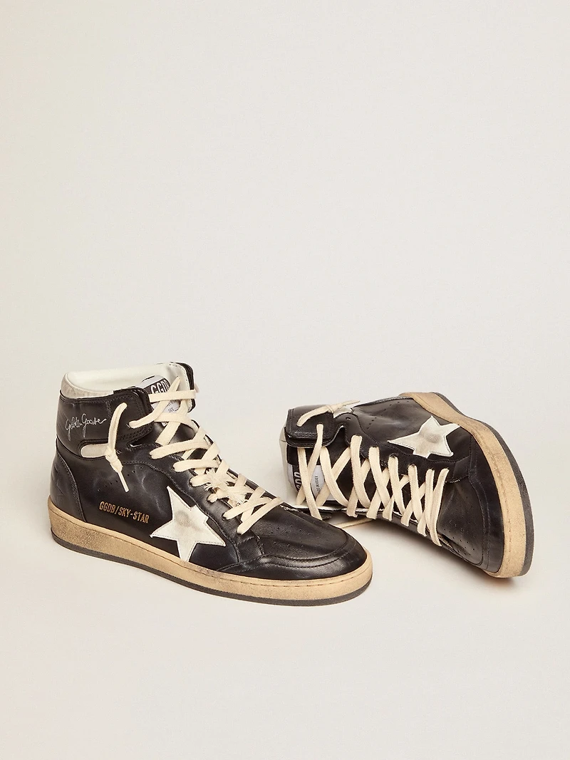 Women's Sky-Star black nappa with white star