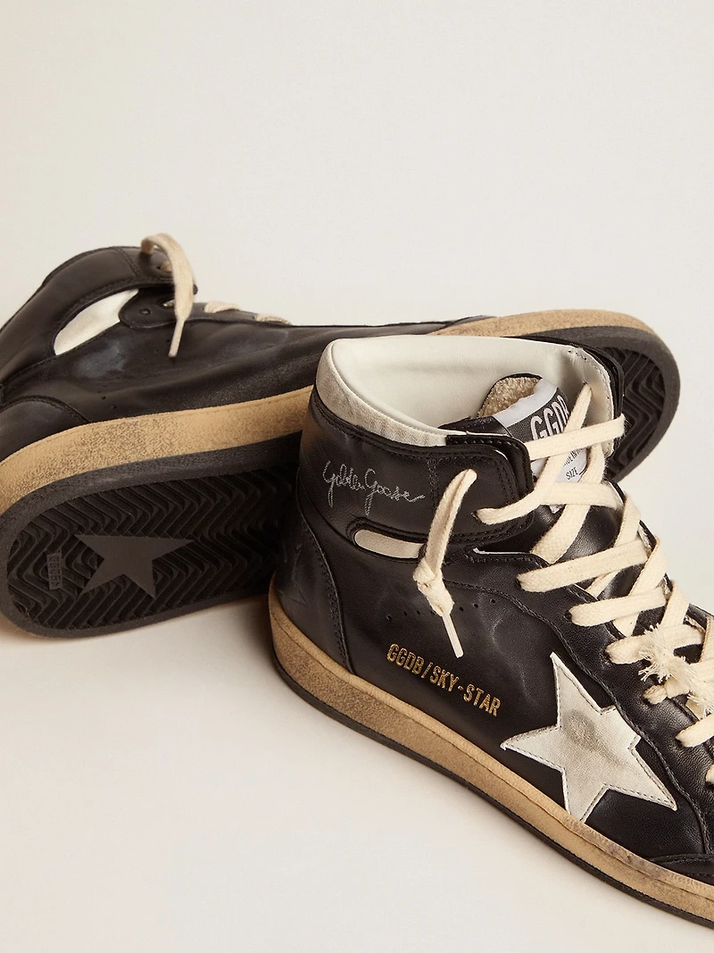 Women's Sky-Star black nappa with white star