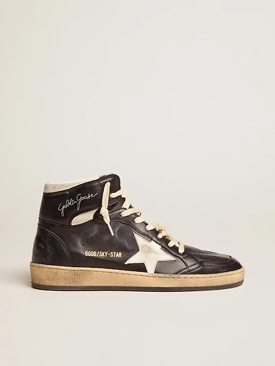 Women's Sky-Star black nappa with white star