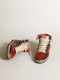 Women's Sky-Star black glossy leather with red star
