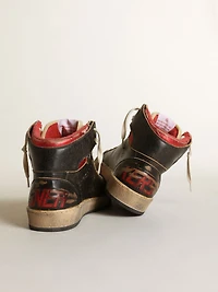 Women's Sky-Star black glossy leather with red star