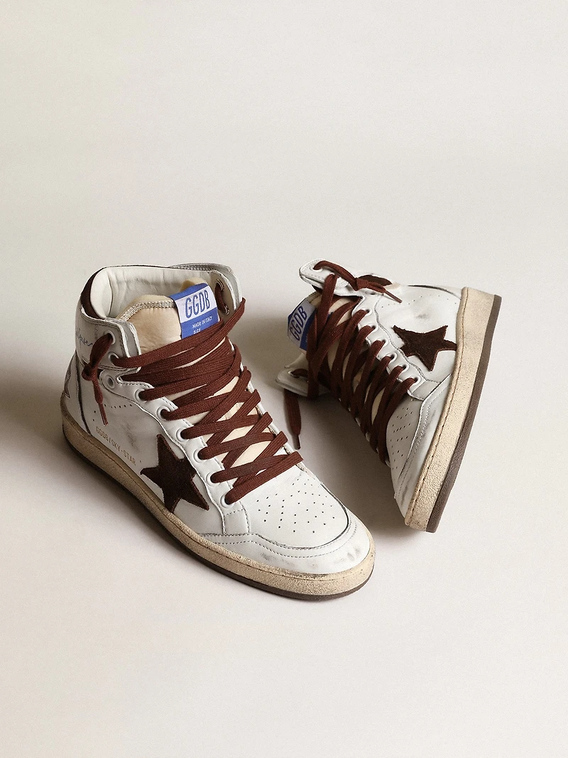Women’s Sky-Star white nappa leather with chocolate suede star