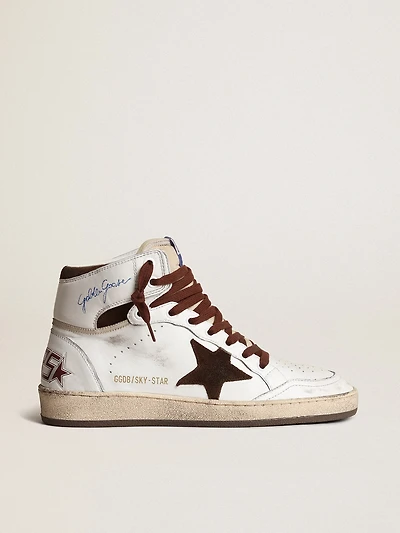 Women’s Sky-Star white nappa leather with chocolate suede star