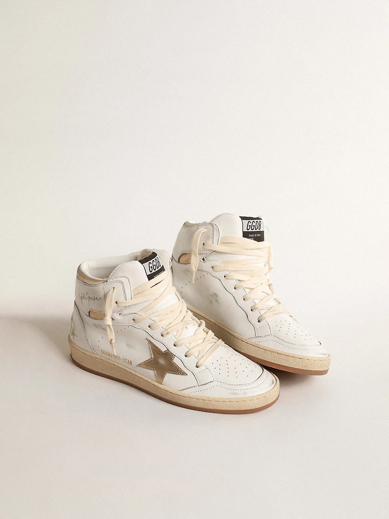 Sky-Star white nappa leather with gold metallic star and heel tab