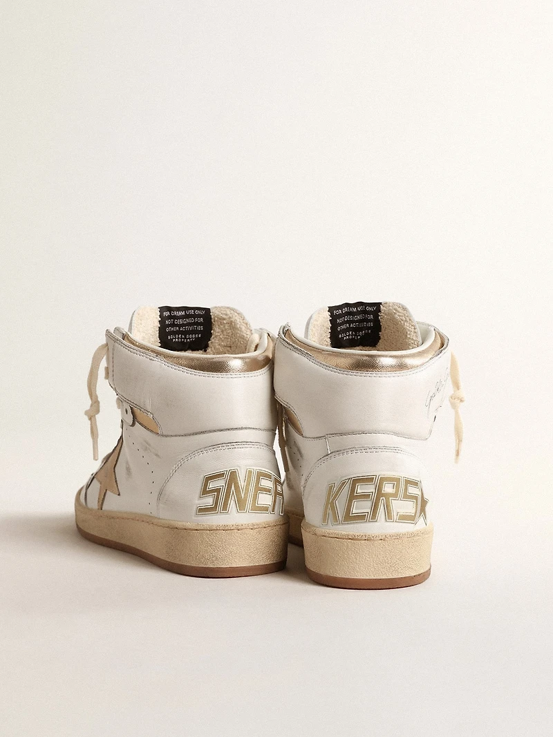 Sky-Star white nappa leather with gold metallic star and heel tab