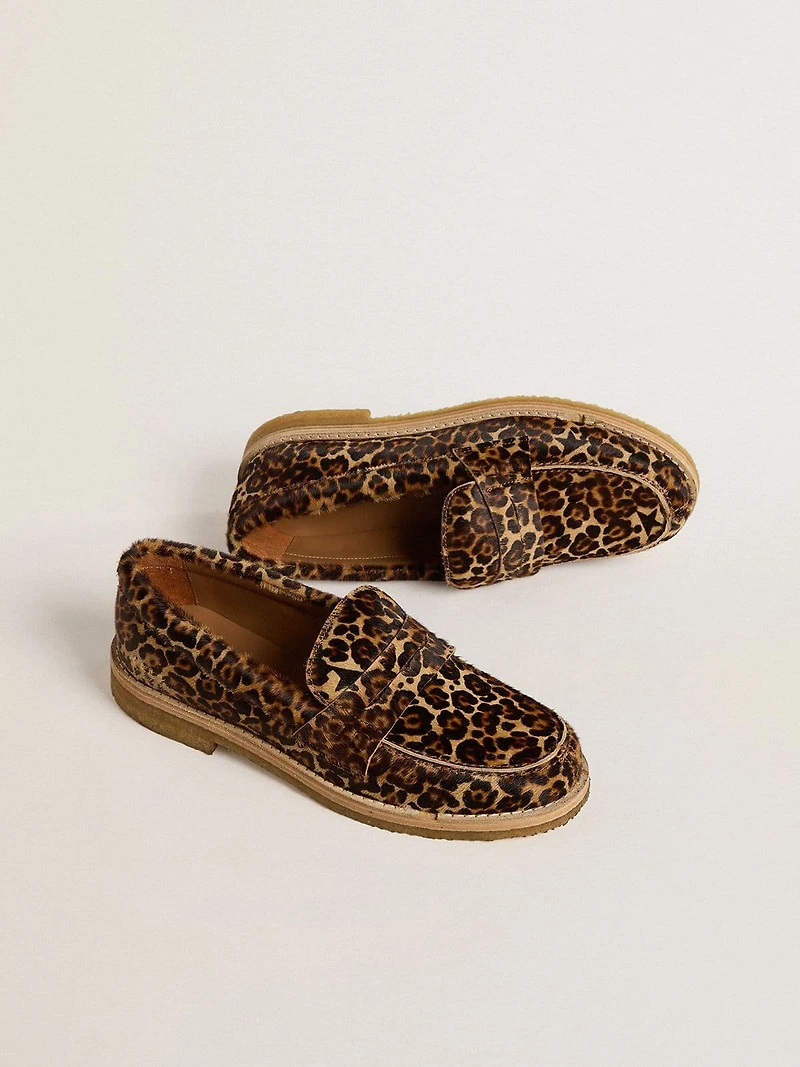 Women's Jerry loafer leopard-print pony skin