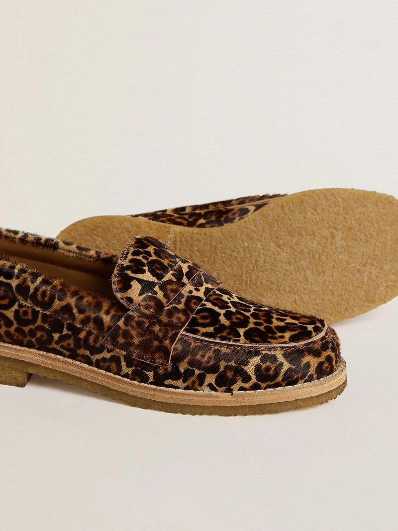 Women's Jerry loafer leopard-print pony skin