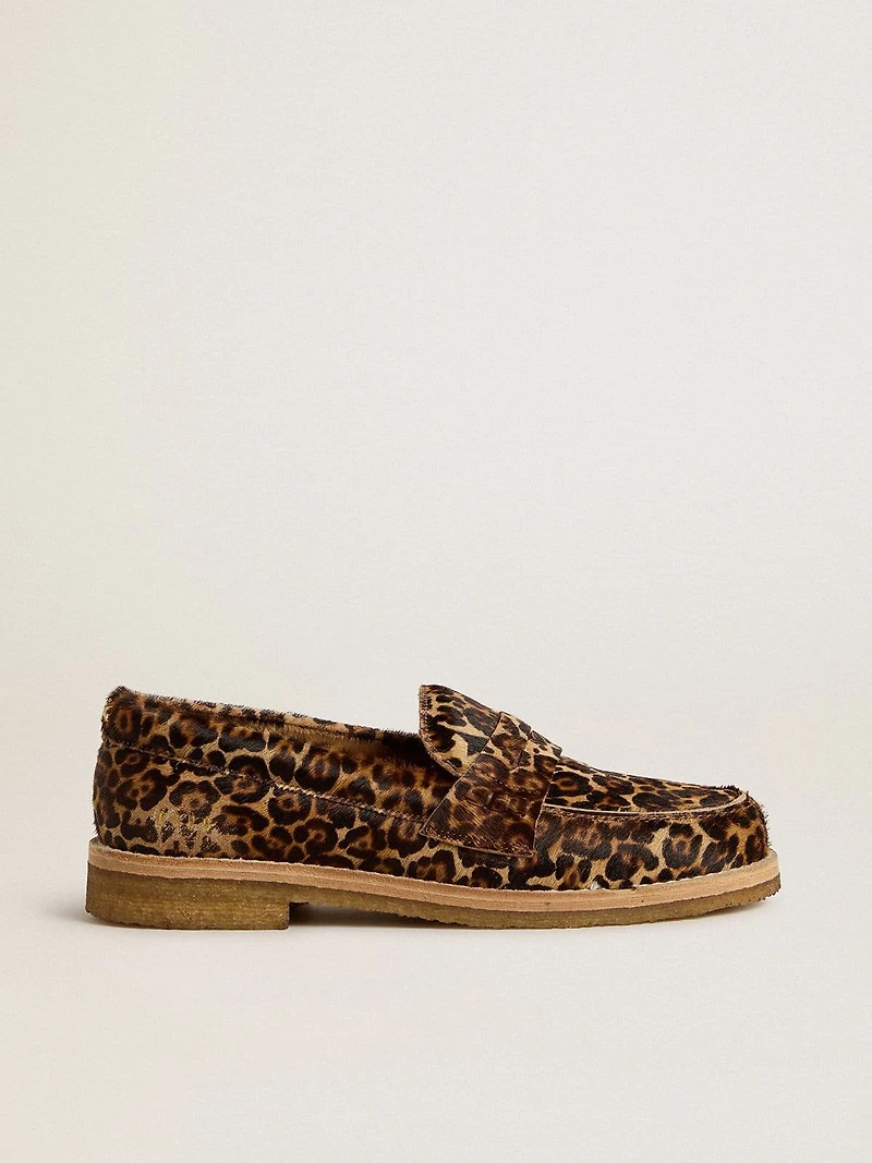 Women's Jerry loafer leopard-print pony skin