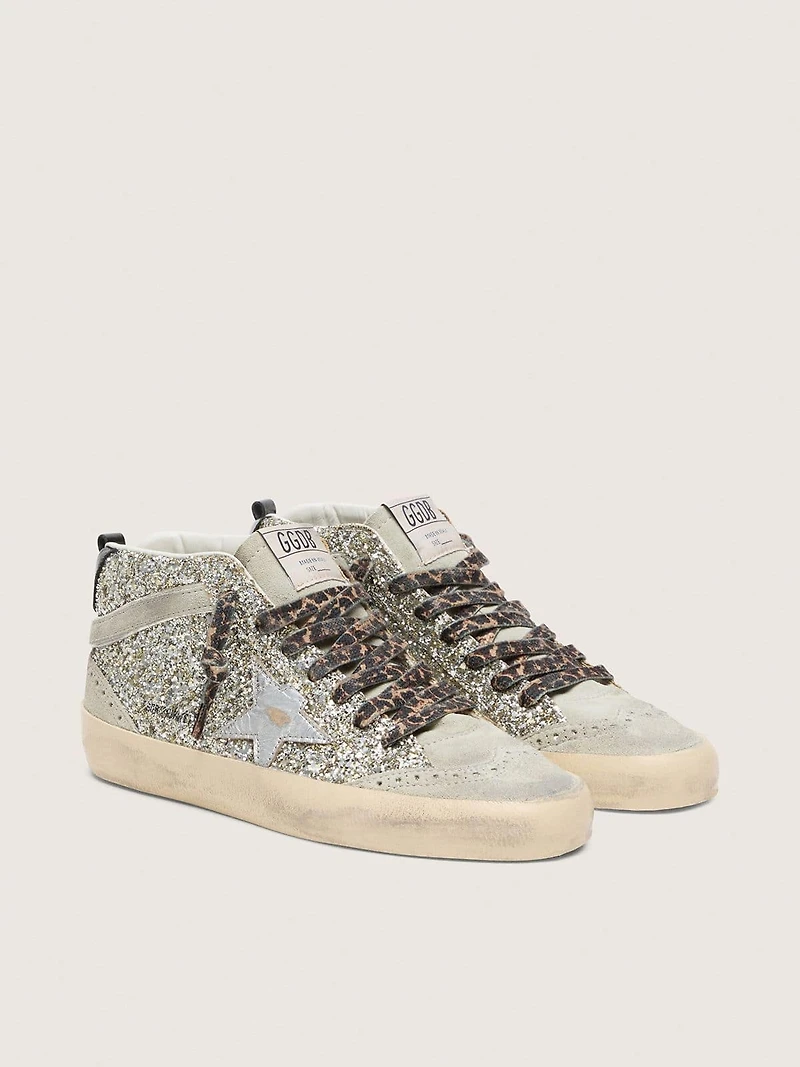 Mid star LTD silver glitter with metallic leather