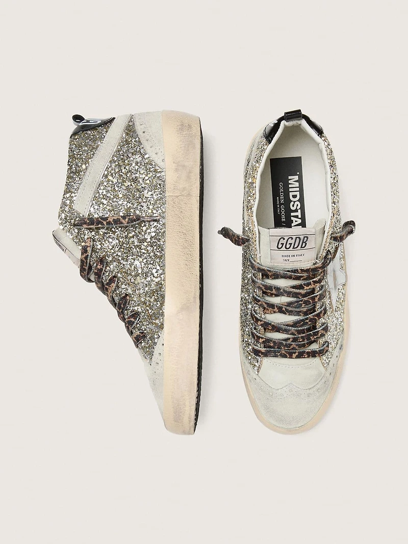 Mid star LTD silver glitter with metallic leather