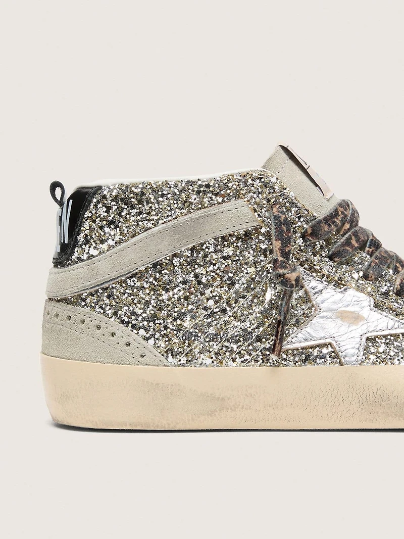 Mid star LTD silver glitter with metallic leather