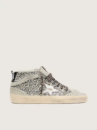 Mid star LTD silver glitter with metallic leather