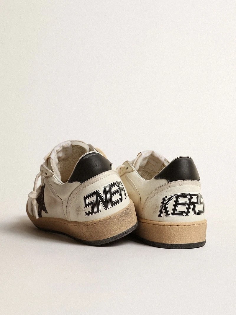 Ball Star with chicory-coffee glitter star and black leather heel tab