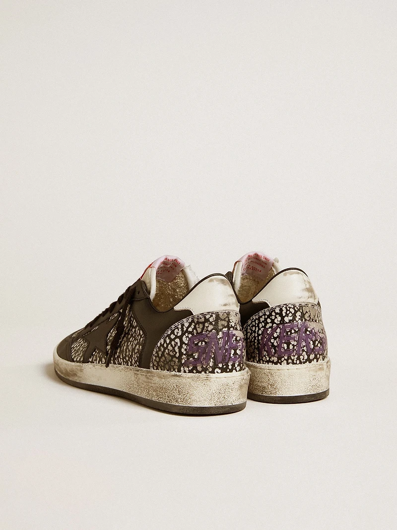 Women's Ball Star in elephant-print leather with black leather star