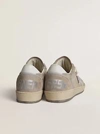 Women's Ball star LTD beige suede with silver metallic leather and white heel tab