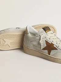 Women's Ball star white nappa and mesh with tobacco-colored nubuck beige heel tab