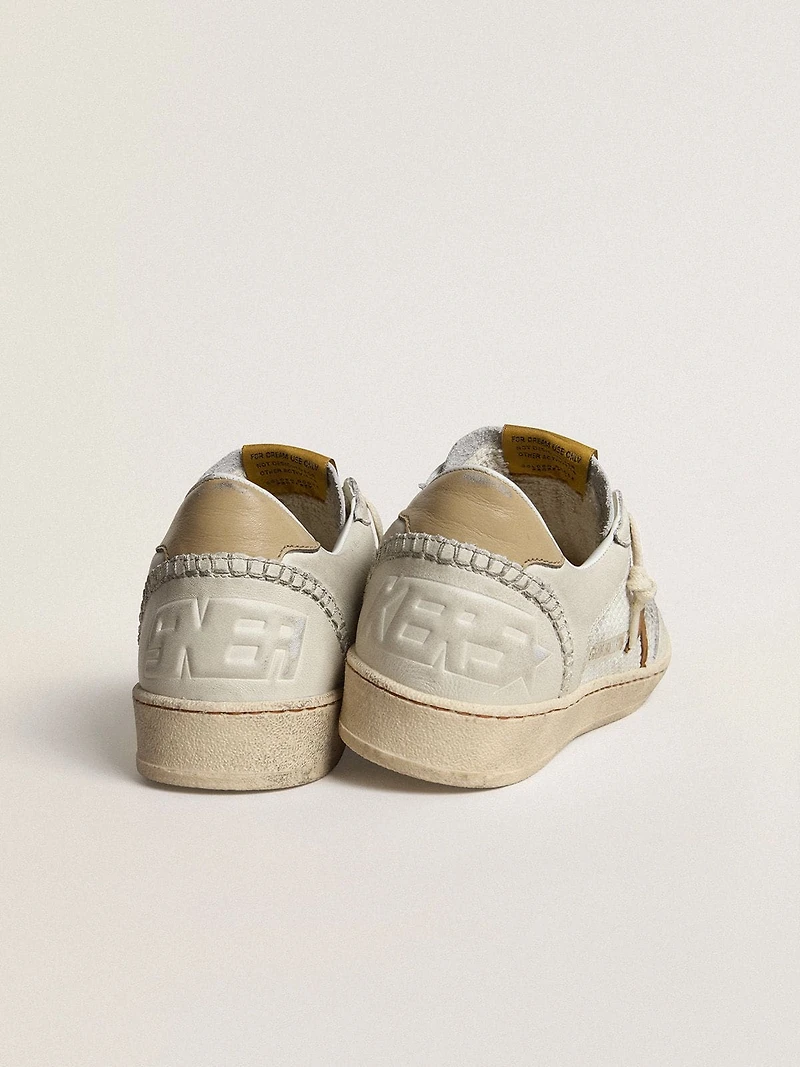 Women's Ball star white nappa and mesh with tobacco-colored nubuck beige heel tab