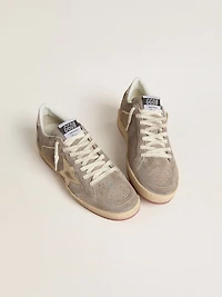Women's Ball star beige suede with gold metallic leather and bead lettering