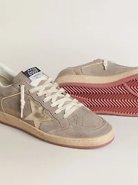 Women's Ball star beige suede with gold metallic leather and bead lettering