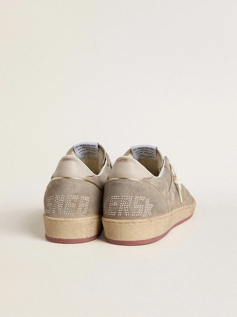Women's Ball star beige suede with gold metallic leather and bead lettering