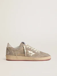 Women's Ball star beige suede with gold metallic leather and bead lettering