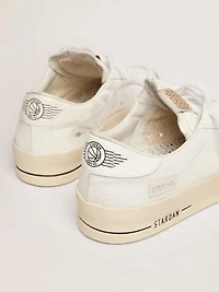 Stardan with white leather and mesh inserts and black suede star