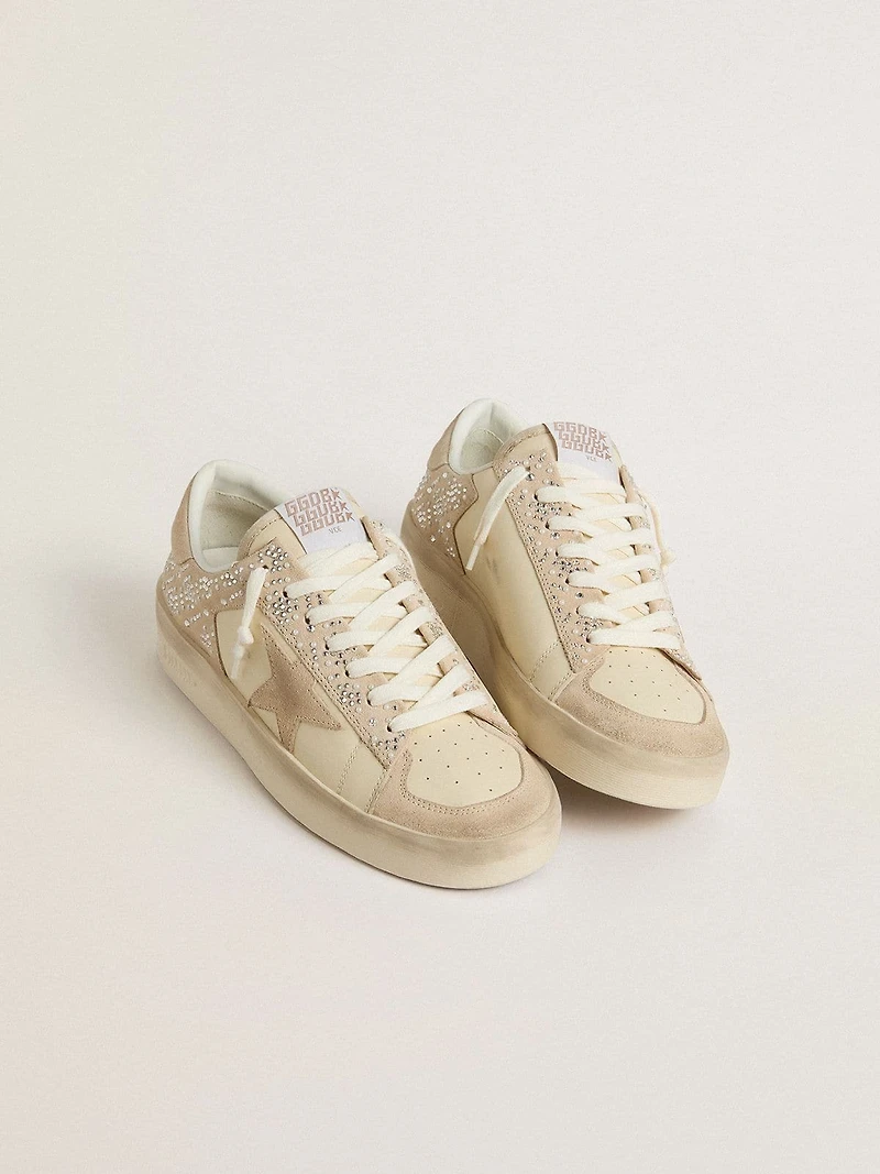 Stardan cream-colored suede and leather with Swarovski a star