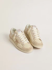Stardan cream-colored suede and leather with Swarovski a star