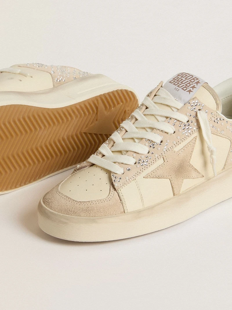 Stardan cream-colored suede and leather with Swarovski a star