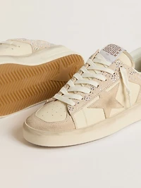 Stardan cream-colored suede and leather with Swarovski a star