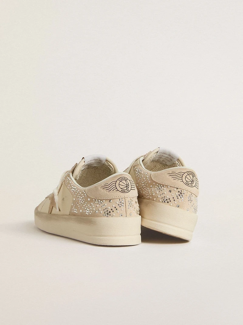 Stardan cream-colored suede and leather with Swarovski a star