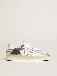 Stardan silver foiled leather with white heel tab