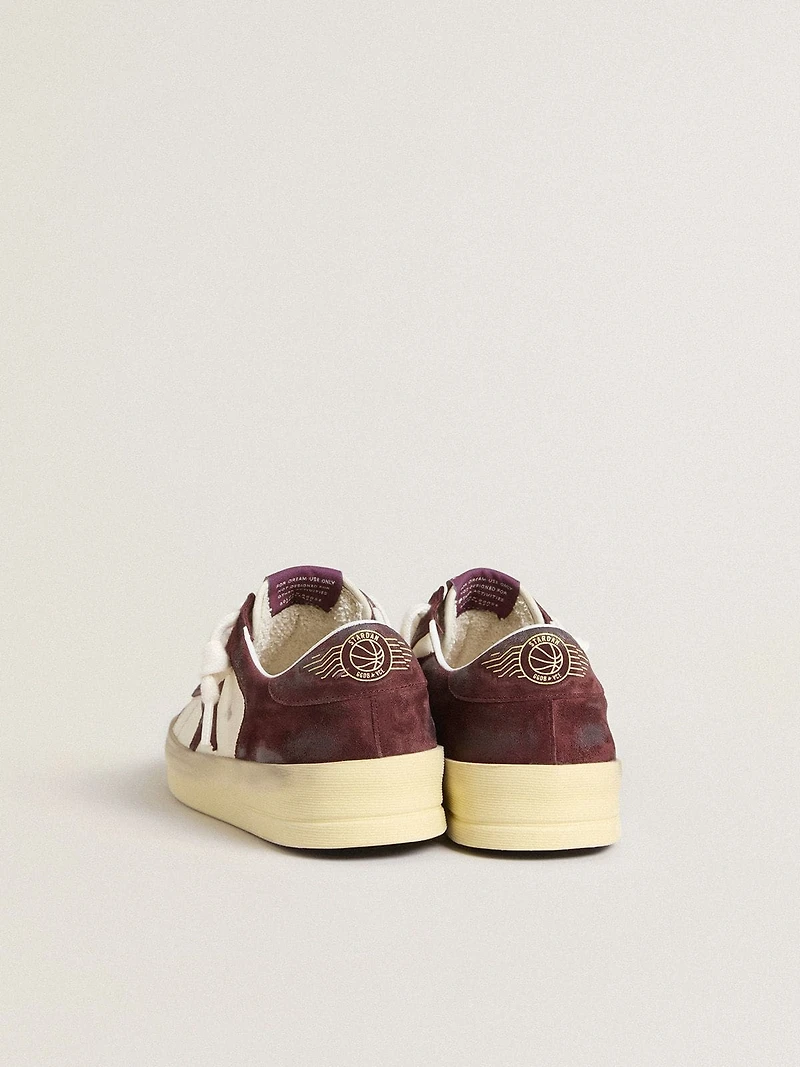 Women’s Stardan white nappa with burgundy suede star and heel tab