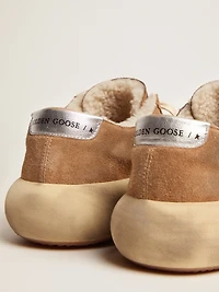 Women's Space-Star shoes tobacco-colored suede with shearling lining