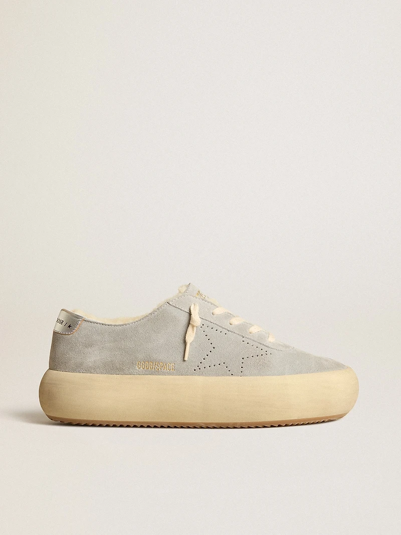 Women’s Space-Star shoes ice-gray suede with shearling lining