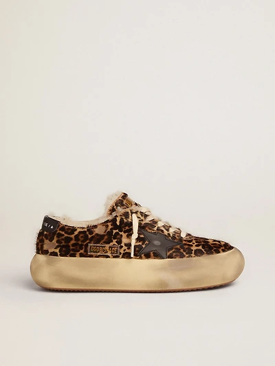 Women's Space-Star shoes animal-print pony skin with shearling lining