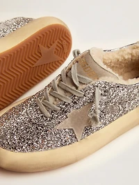 Women's Space-Star shoes silver glitter with shearling lining
