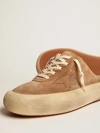 Women's Space-Star Sabot shoes tobacco-colored suede with shearling lining