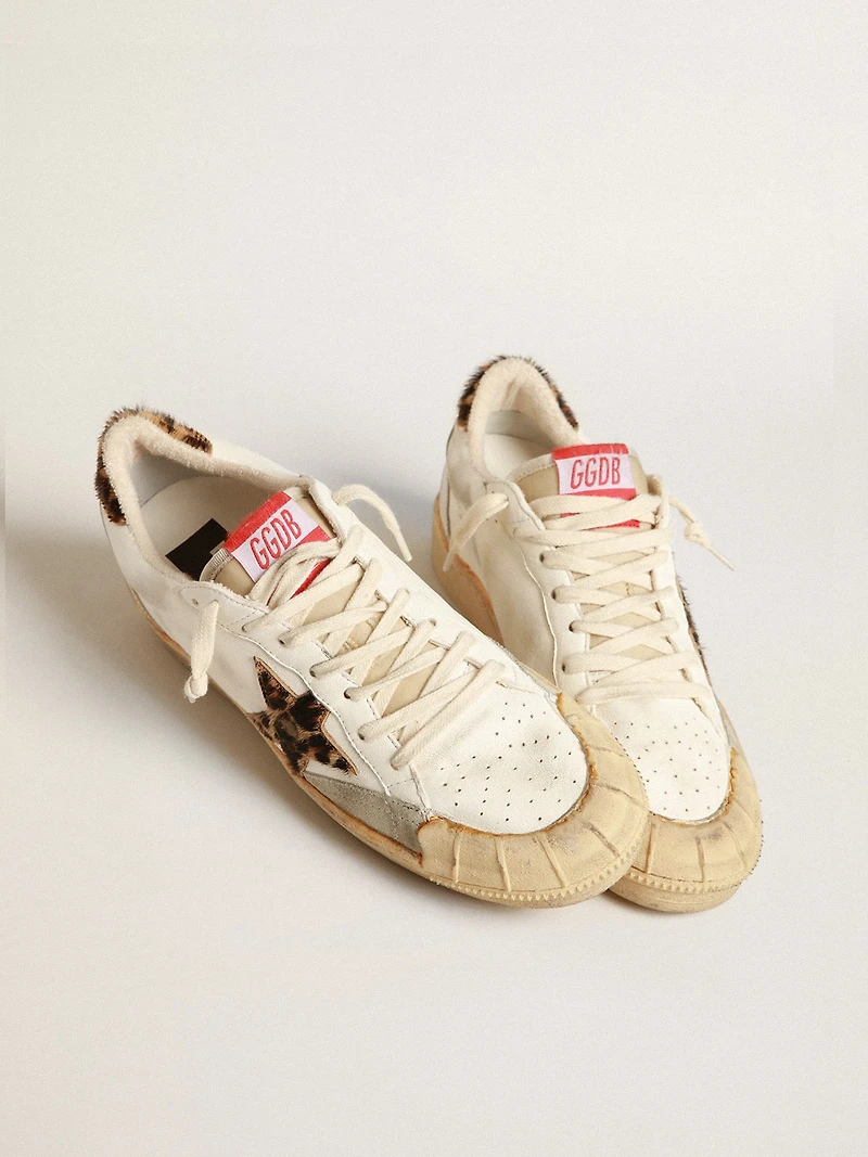 Ball star nappa with leopard-print pony skin and heel tab