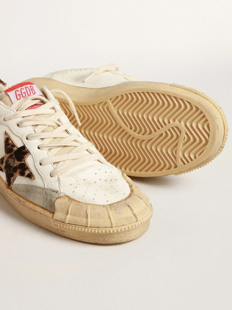 Ball star nappa with leopard-print pony skin and heel tab