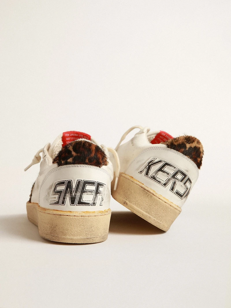 Ball star nappa with leopard-print pony skin and heel tab