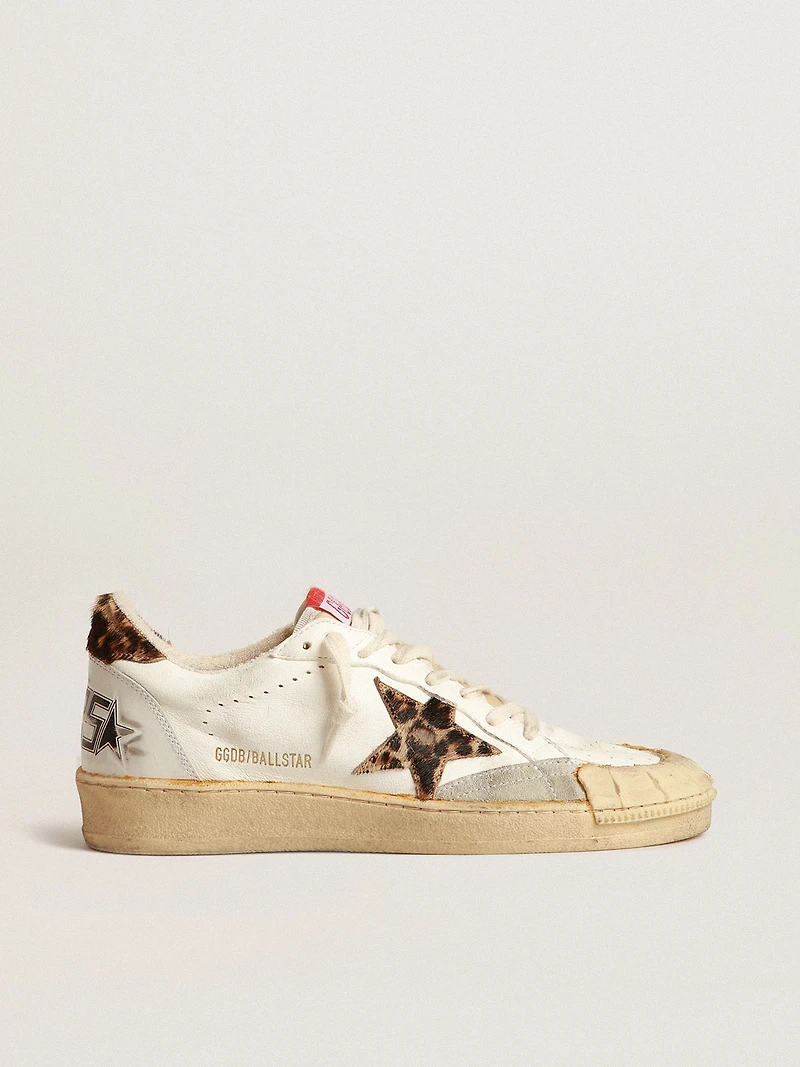 Ball star nappa with leopard-print pony skin and heel tab