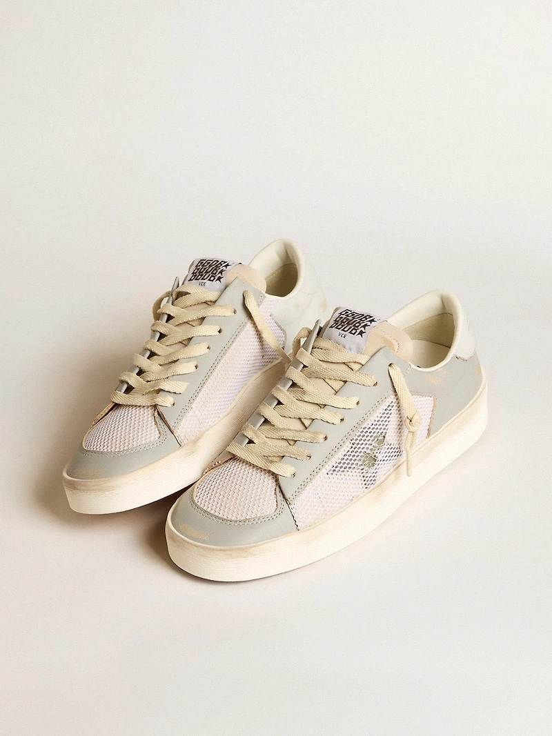 Stardan gray nappa leather and white mesh with star