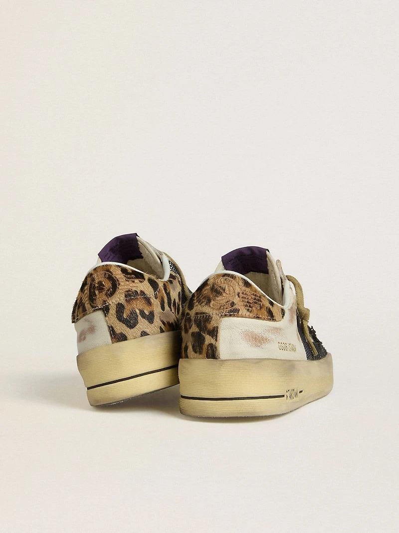 Women's Stardan nappa and mesh with leopard-print pony skin heel tab