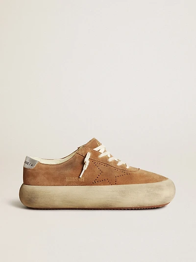 Women's Space-Star tobacco-colored suede with perforated star