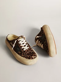 Women's Space-Star Sabot leopard print pony skin with black star